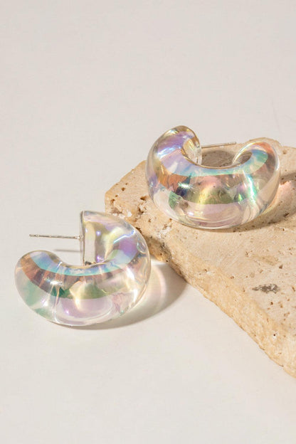 Resin C-Hoop Earrings - Olive Ave