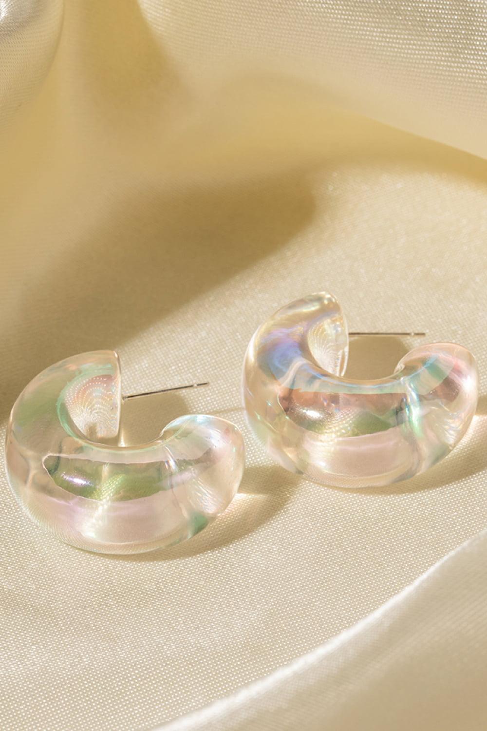 Resin C-Hoop Earrings - Olive Ave