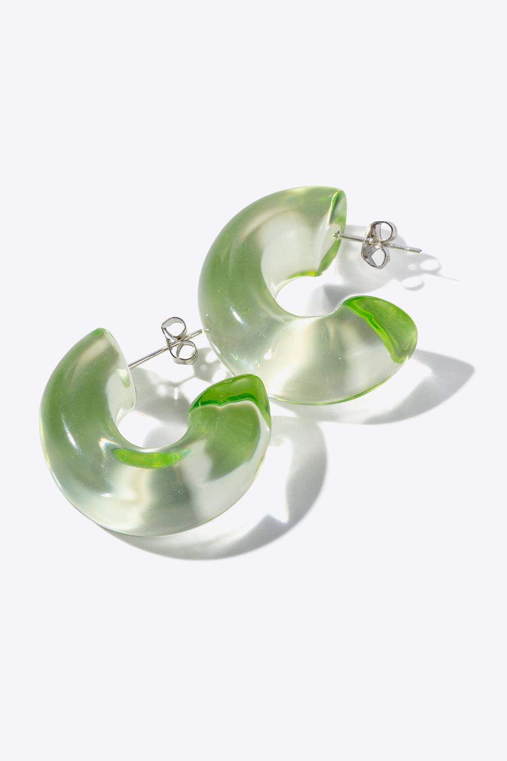 Resin C-Hoop Earrings - Olive Ave