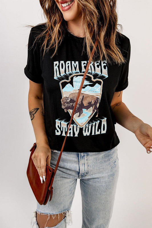 ROAM FREE STAY WILD Graphic Tee - Olive Ave