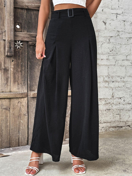 Ruched High Waist Wide Leg Pants - Olive Ave