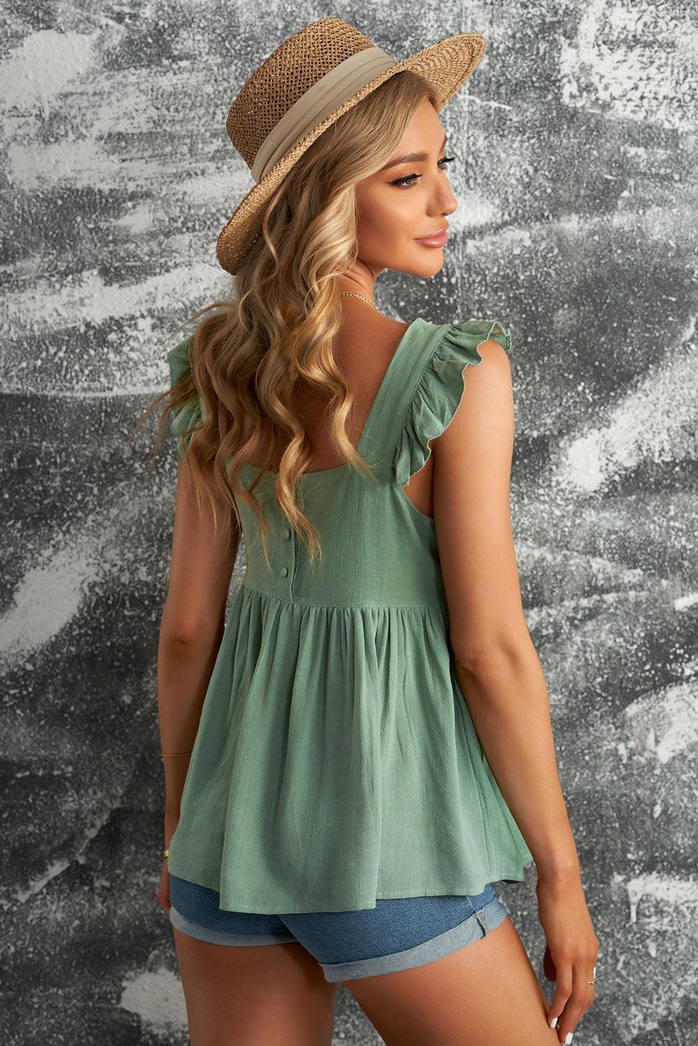 Ruffled Babydoll Blouse - Olive Ave