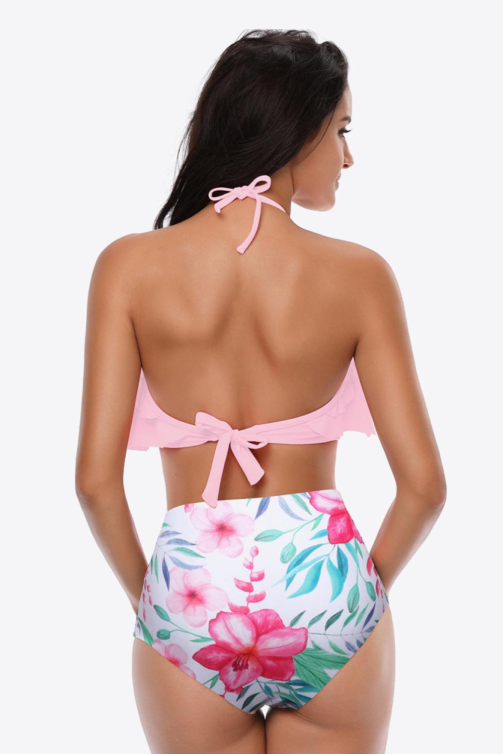 Ruffled Halter Two-Piece Swimsuit - Olive Ave