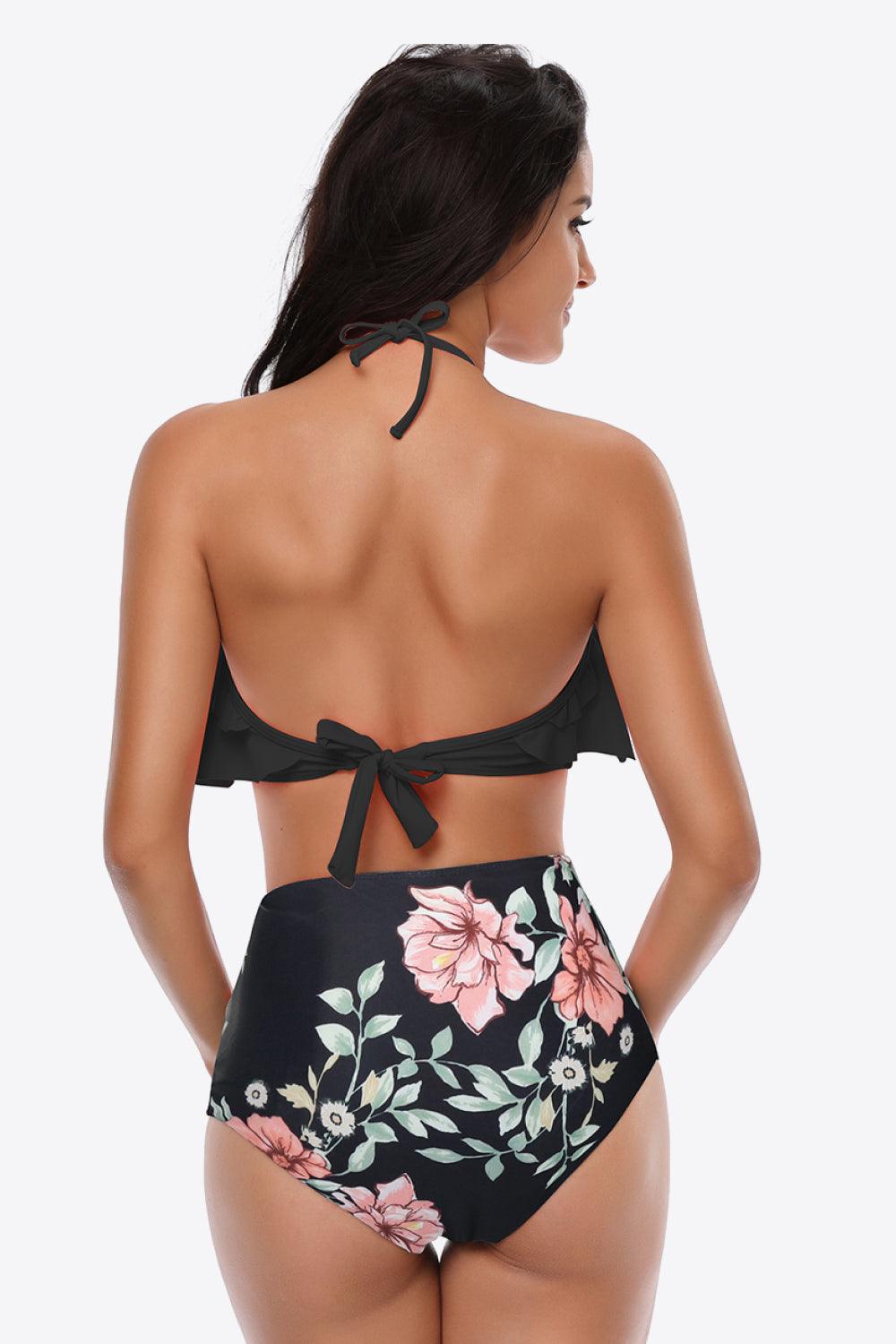 Ruffled Halter Two-Piece Swimsuit - Olive Ave