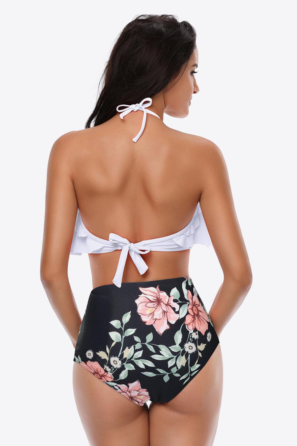 Ruffled Halter Two-Piece Swimsuit - Olive Ave