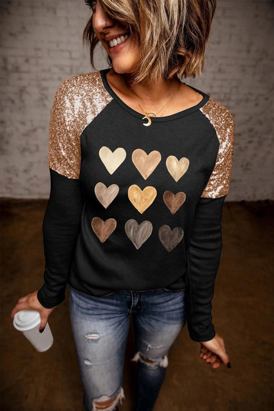 Sequin Heart Top - Olive Ave