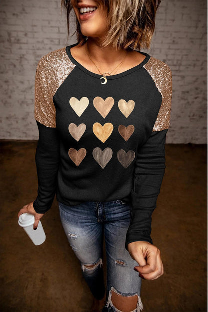 Sequin Heart Top - Olive Ave