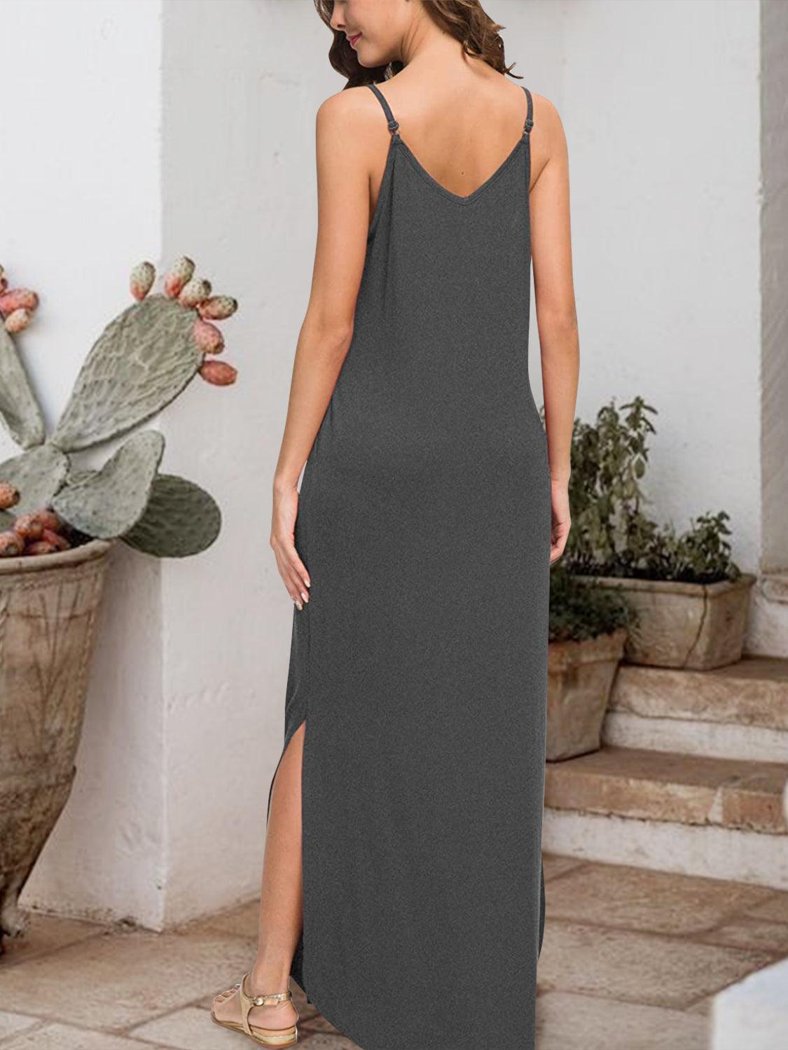 Slit Scoop Neck Sleeveless Dress in 3 Colors - Olive Ave