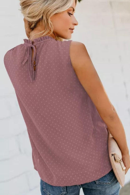 Smocked Tie Back Frill Trim Tank - Olive Ave