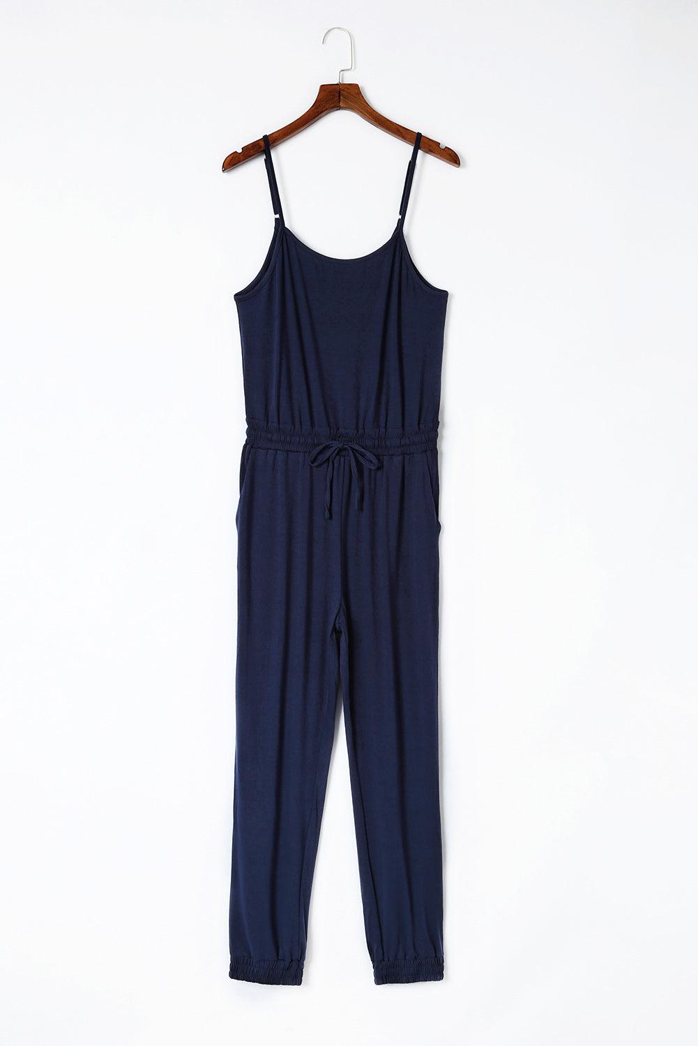 Spaghetti Strap Jumpsuit with Pockets - Olive Ave
