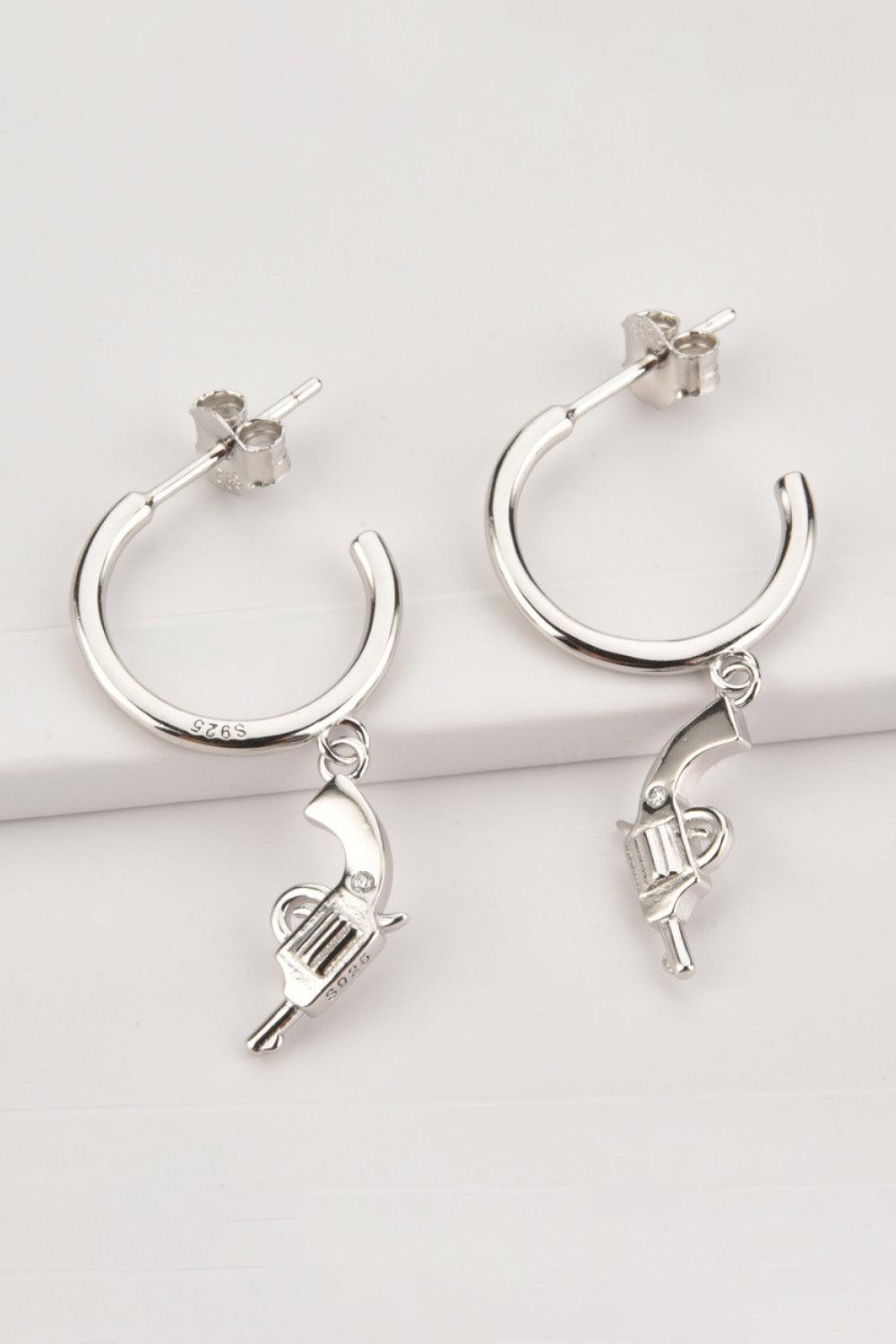 Sterling Silver C-Hoop Gun Drop Earrings - Olive Ave