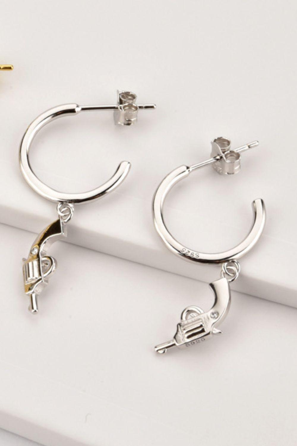 Sterling Silver C-Hoop Gun Drop Earrings - Olive Ave