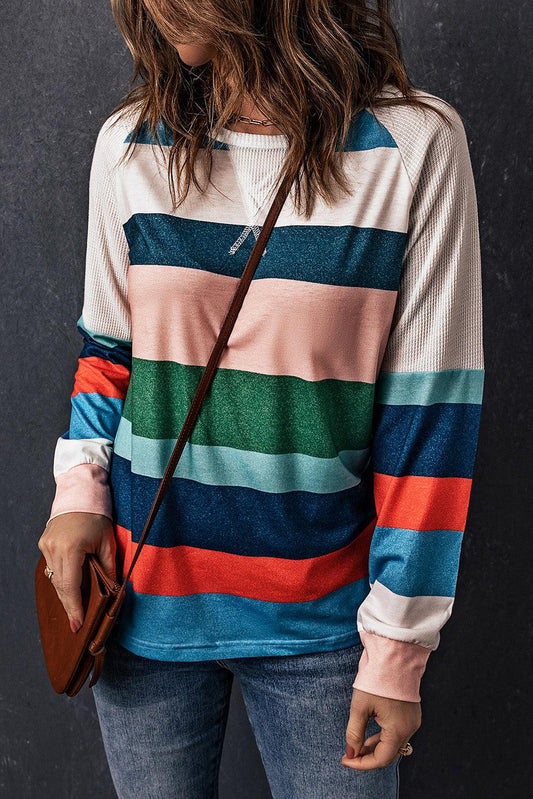 Striped Raglan Sleeve Tee - Olive Ave