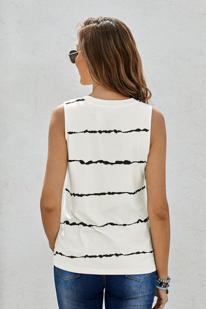 Striped Round Neck Tank - Olive Ave