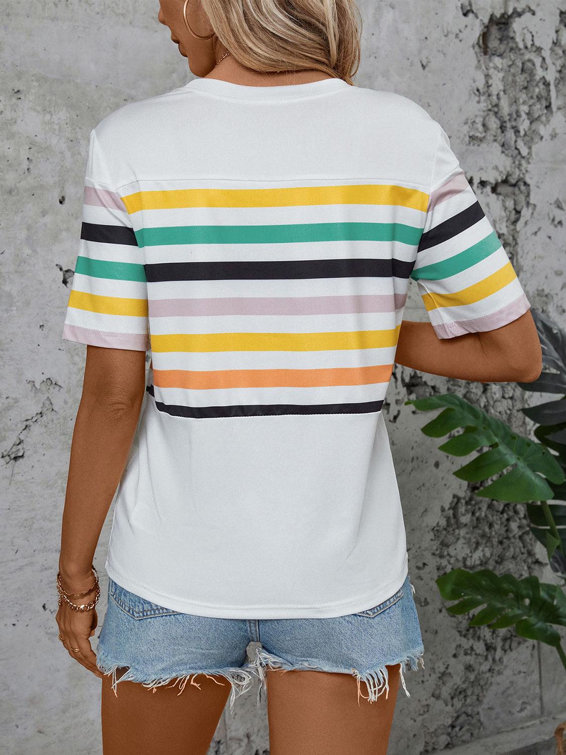 Striped Short Sleeve T-Shirt - Olive Ave