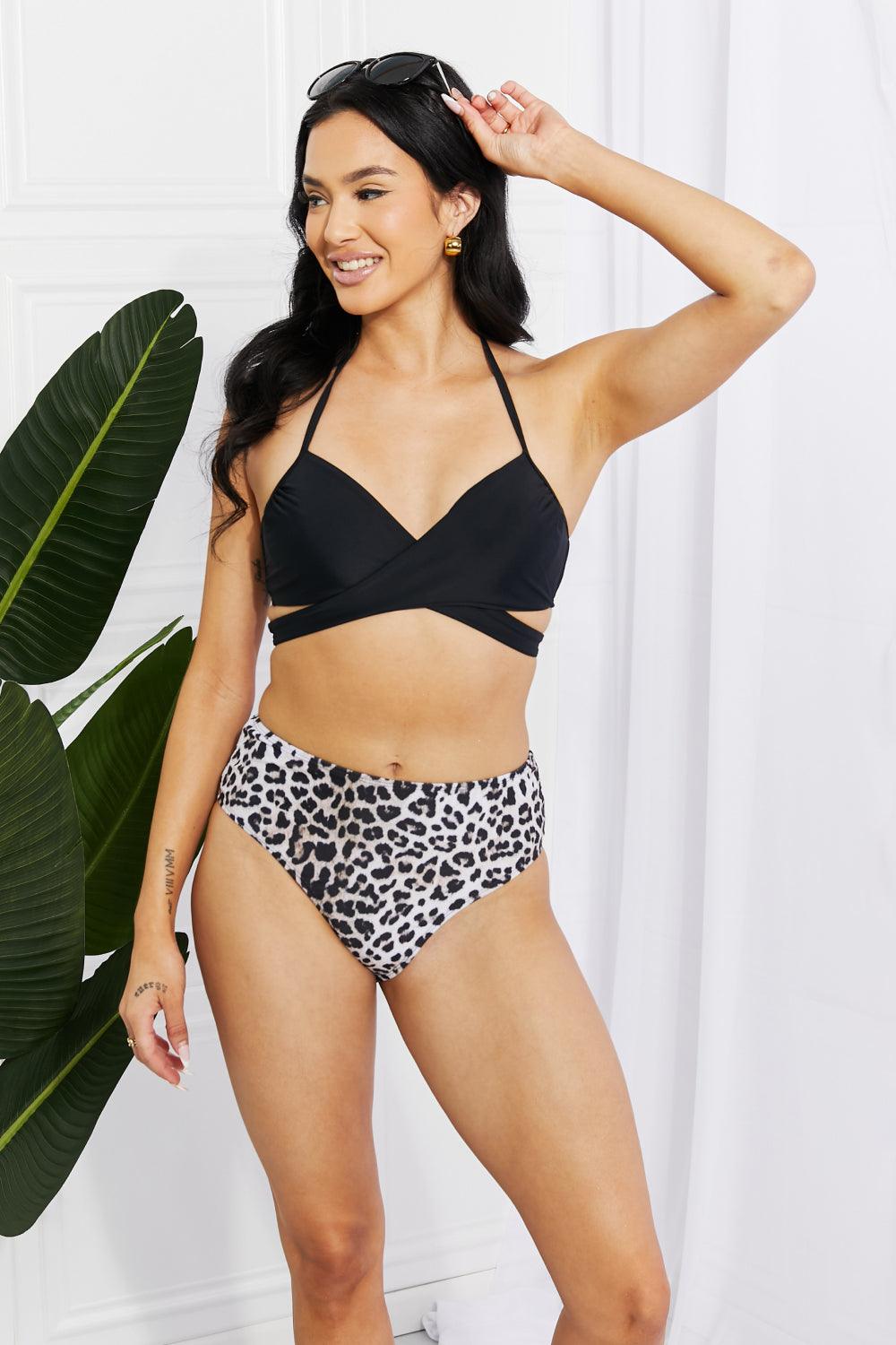 Summer Splash Halter Bikini Set in Black - Olive Ave