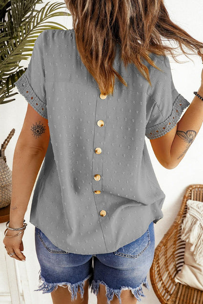 Swiss Dot Short Sleeve Blouse in 14 Colors - Olive Ave