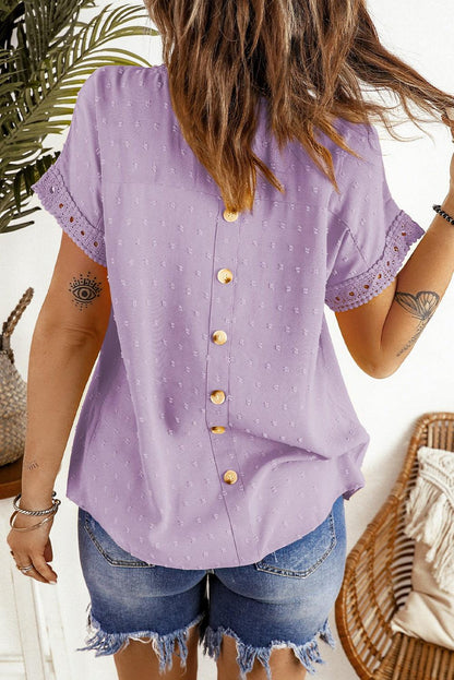 Swiss Dot Short Sleeve Blouse in 14 Colors - Olive Ave