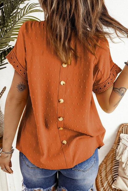 Swiss Dot Short Sleeve Blouse in 14 Colors - Olive Ave