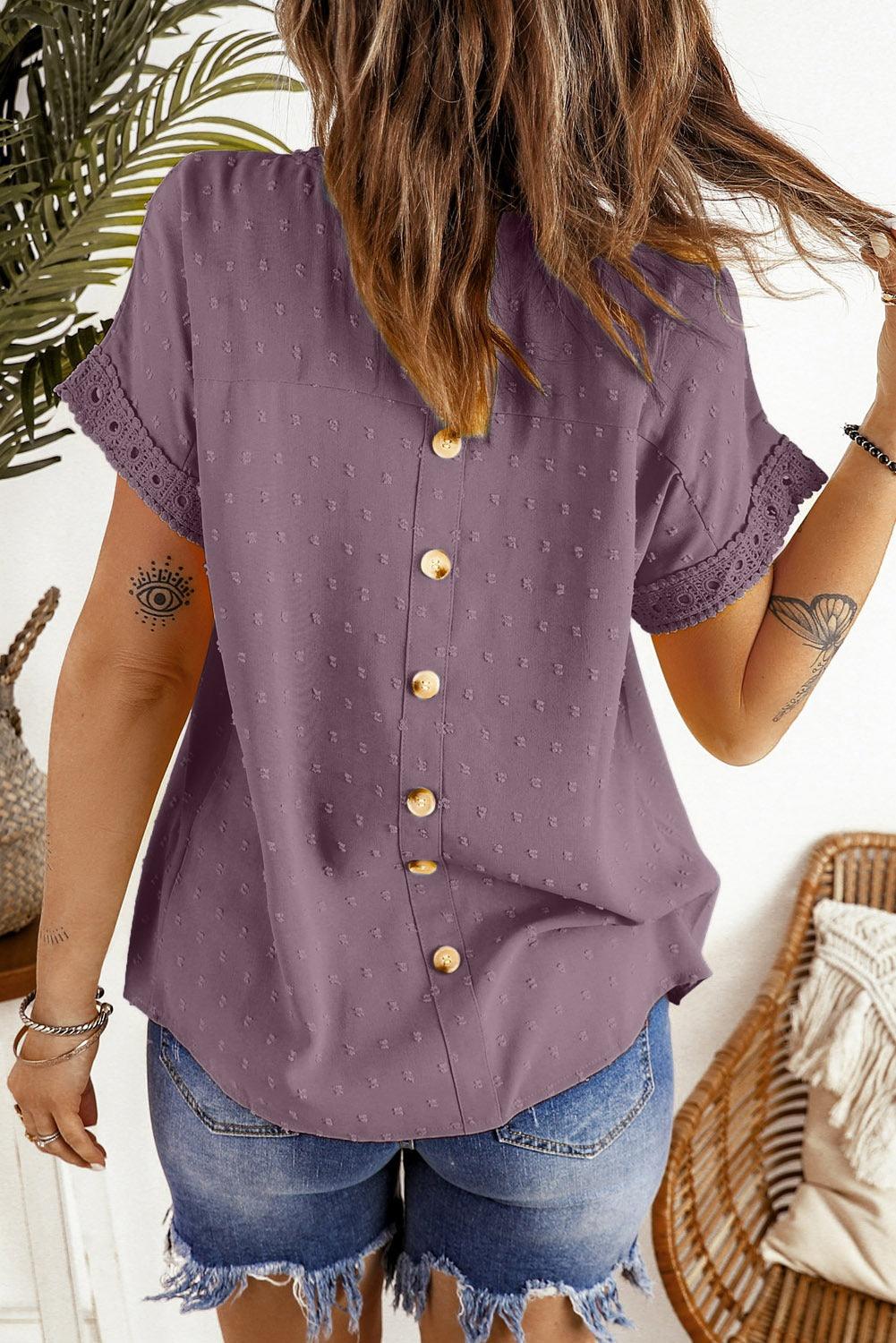 Swiss Dot Short Sleeve Blouse in 14 Colors - Olive Ave