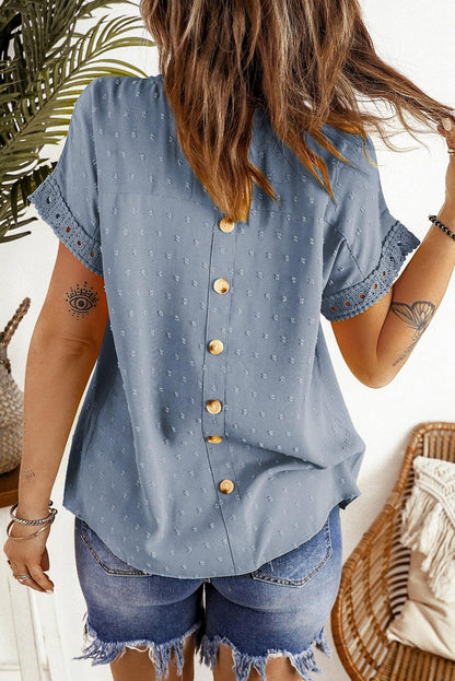 Swiss Dot Short Sleeve Blouse in 14 Colors - Olive Ave