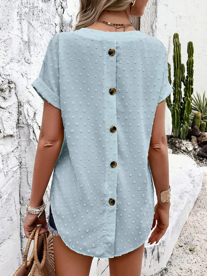 Swiss Dot Short Sleeve Blouse in 4 Colors - Olive Ave