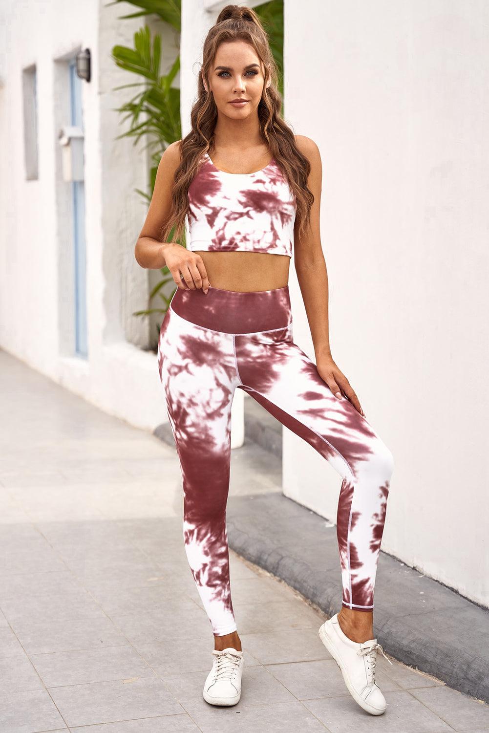 Tie-dye Crop Top and Yoga Leggings Set - Olive Ave