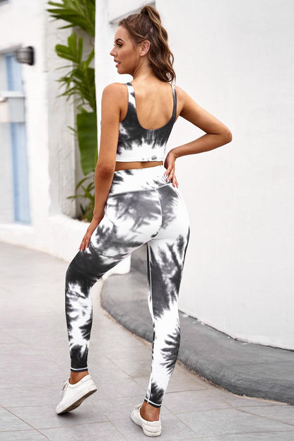 Tie-dye Crop Top and Yoga Leggings Set - Olive Ave