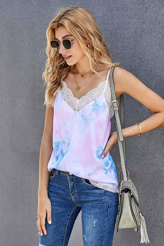 Tie-Dye Lace Trim Cami - Olive Ave