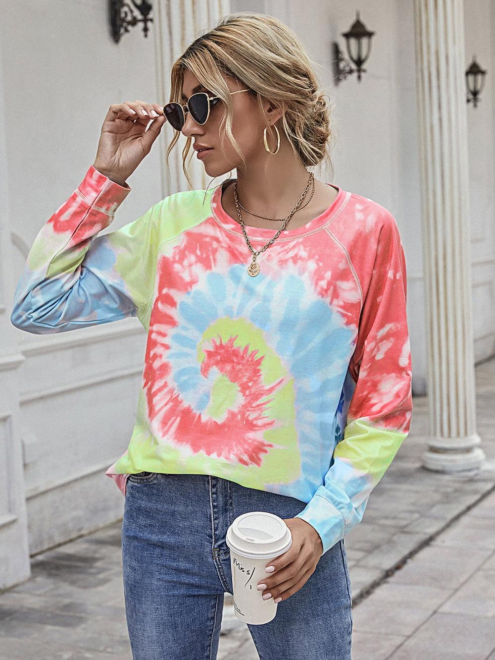 Tie Dye Raglan Sleeve Tee - Olive Ave