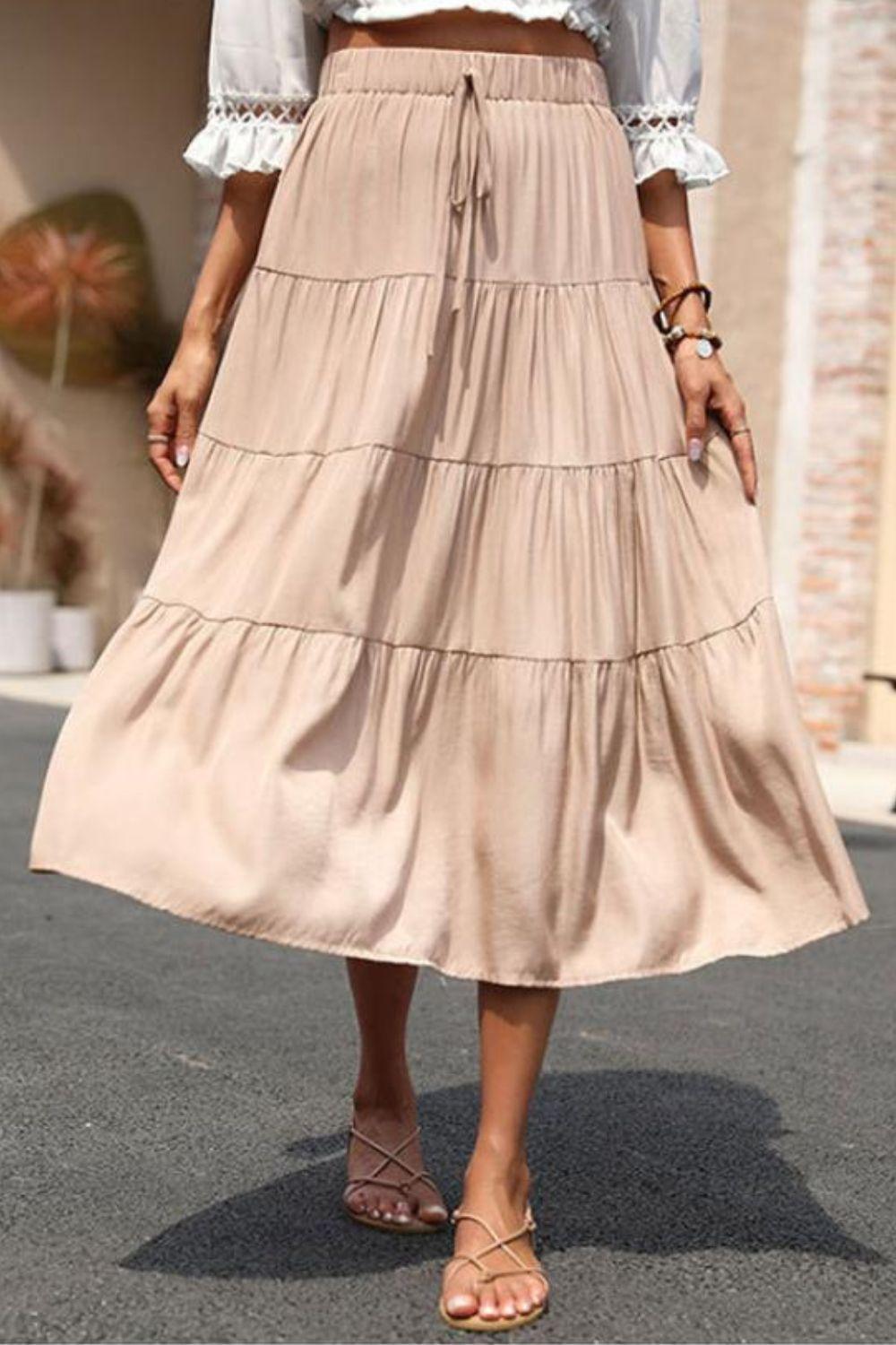Tiered Midi Skirt - Olive Ave