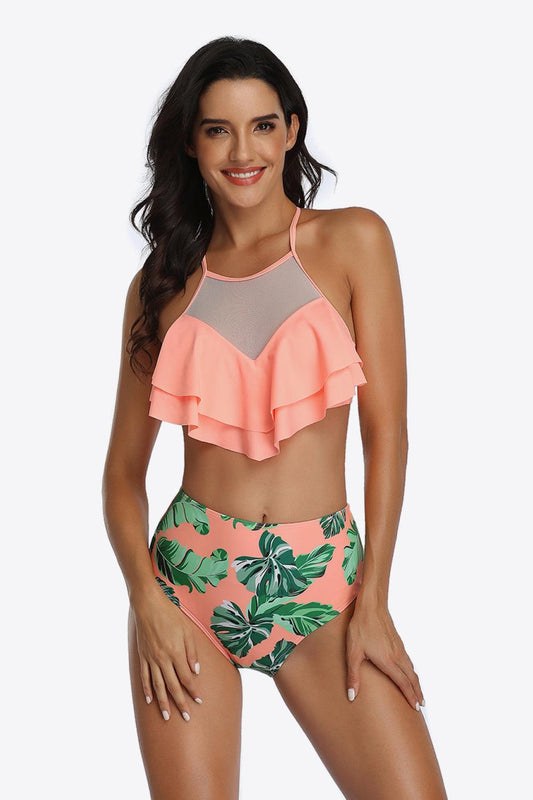 Tropical Ruffled Two-Piece Swimsuit - Olive Ave