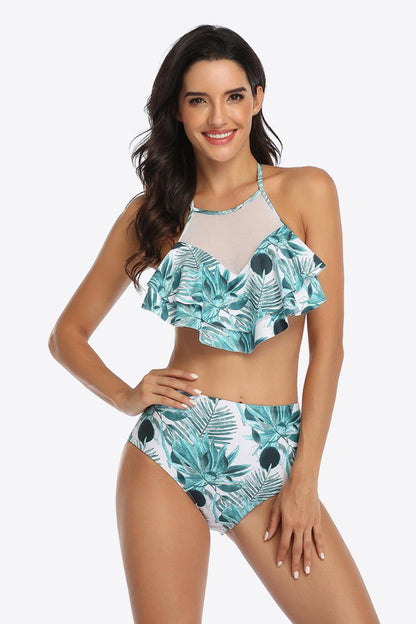 Tropical Ruffled Two-Piece Swimsuit - Olive Ave