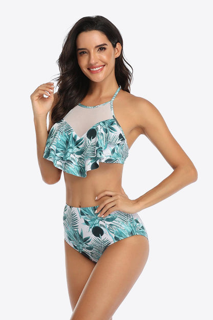 Tropical Ruffled Two-Piece Swimsuit - Olive Ave