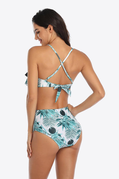 Tropical Ruffled Two-Piece Swimsuit - Olive Ave