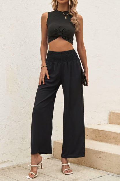 Twist Front Cropped Tank and Pants Set - Olive Ave