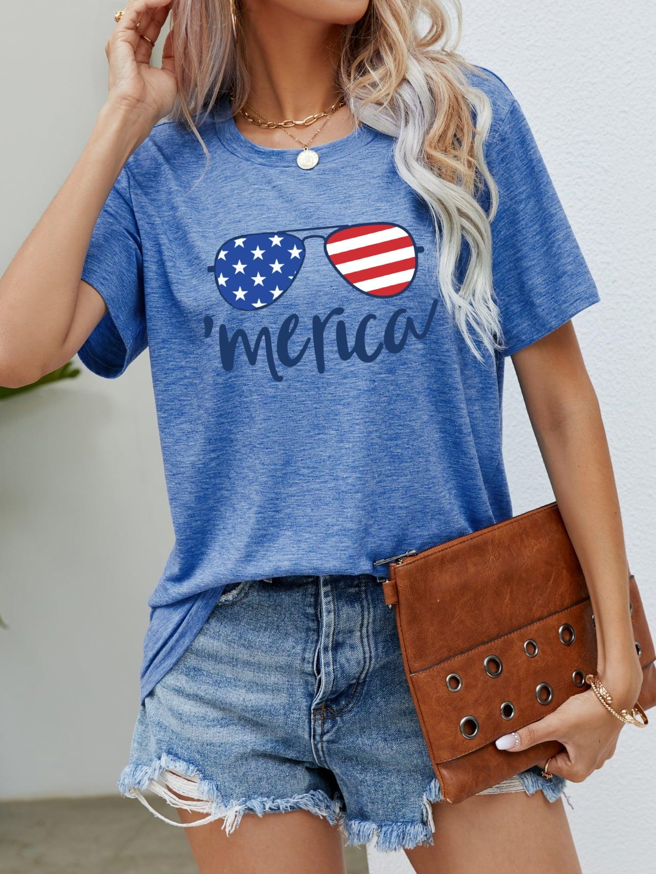 US Flag Glasses Graphic Tee - Olive Ave