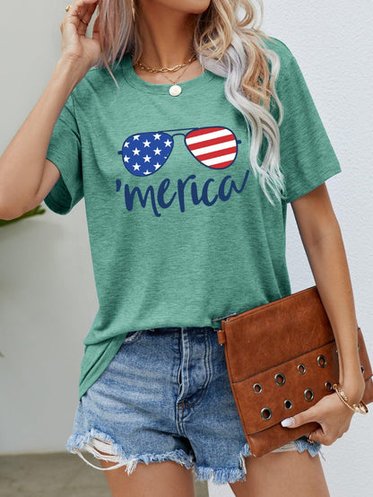 US Flag Glasses Graphic Tee - Olive Ave