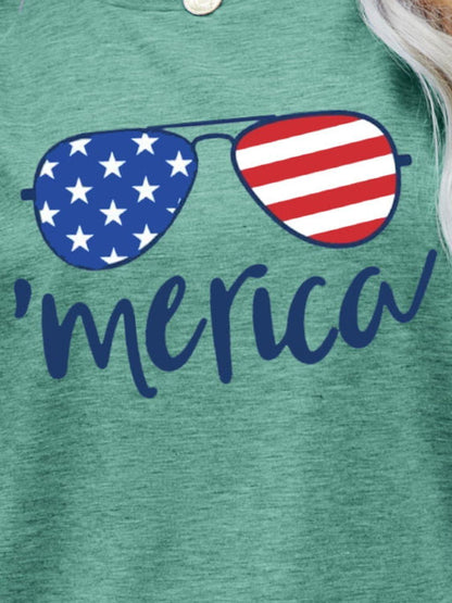 US Flag Glasses Graphic Tee - Olive Ave