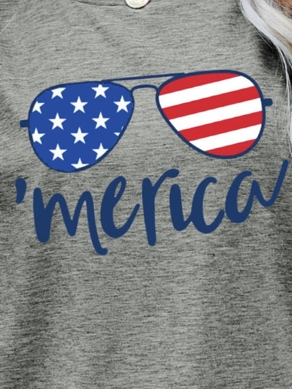 US Flag Glasses Graphic Tee - Olive Ave