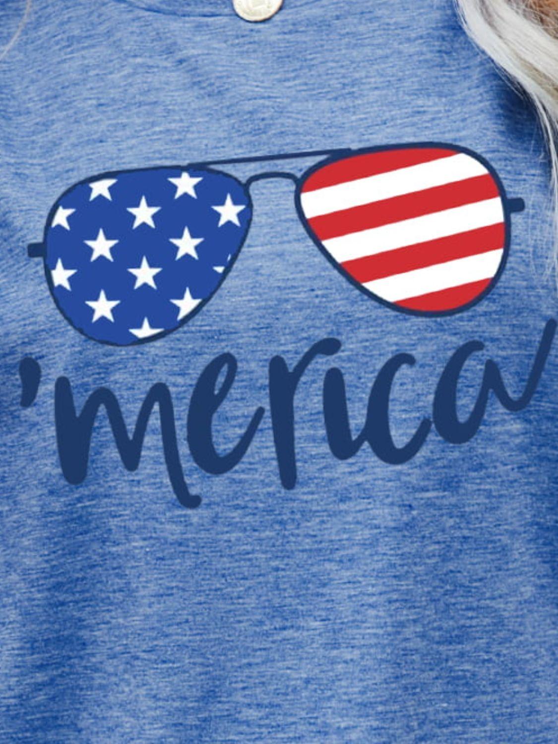 US Flag Glasses Graphic Tee - Olive Ave