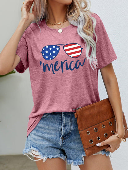 US Flag Glasses Graphic Tee - Olive Ave