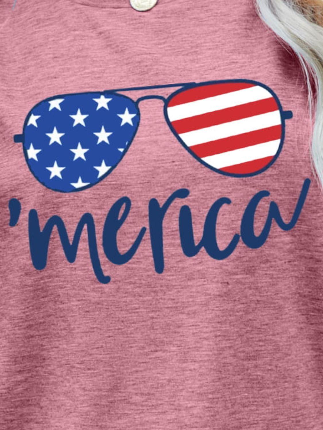 US Flag Glasses Graphic Tee - Olive Ave