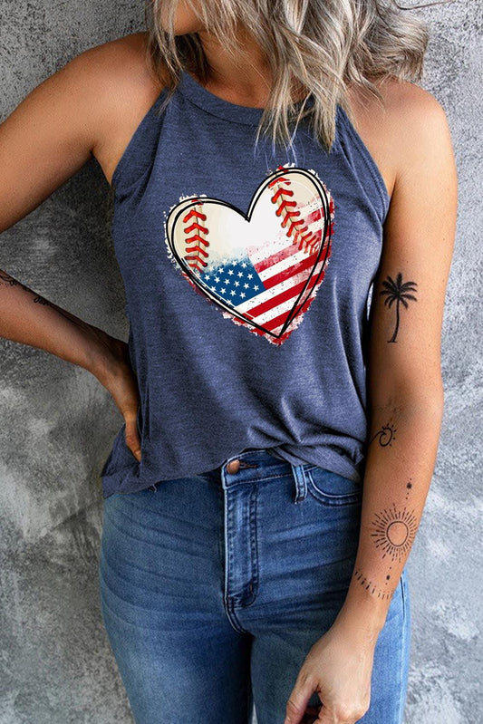US Flag Heart Graphic Tank - Olive Ave