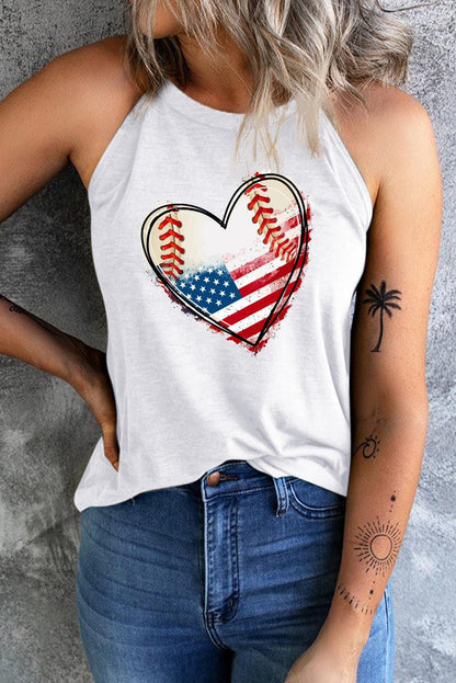 US Flag Heart Graphic Tank - Olive Ave