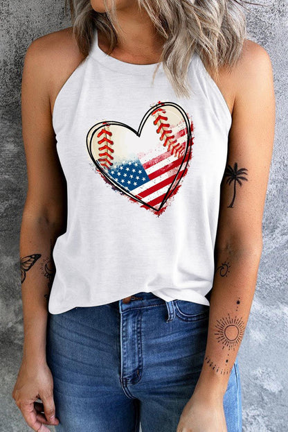 US Flag Heart Graphic Tank - Olive Ave