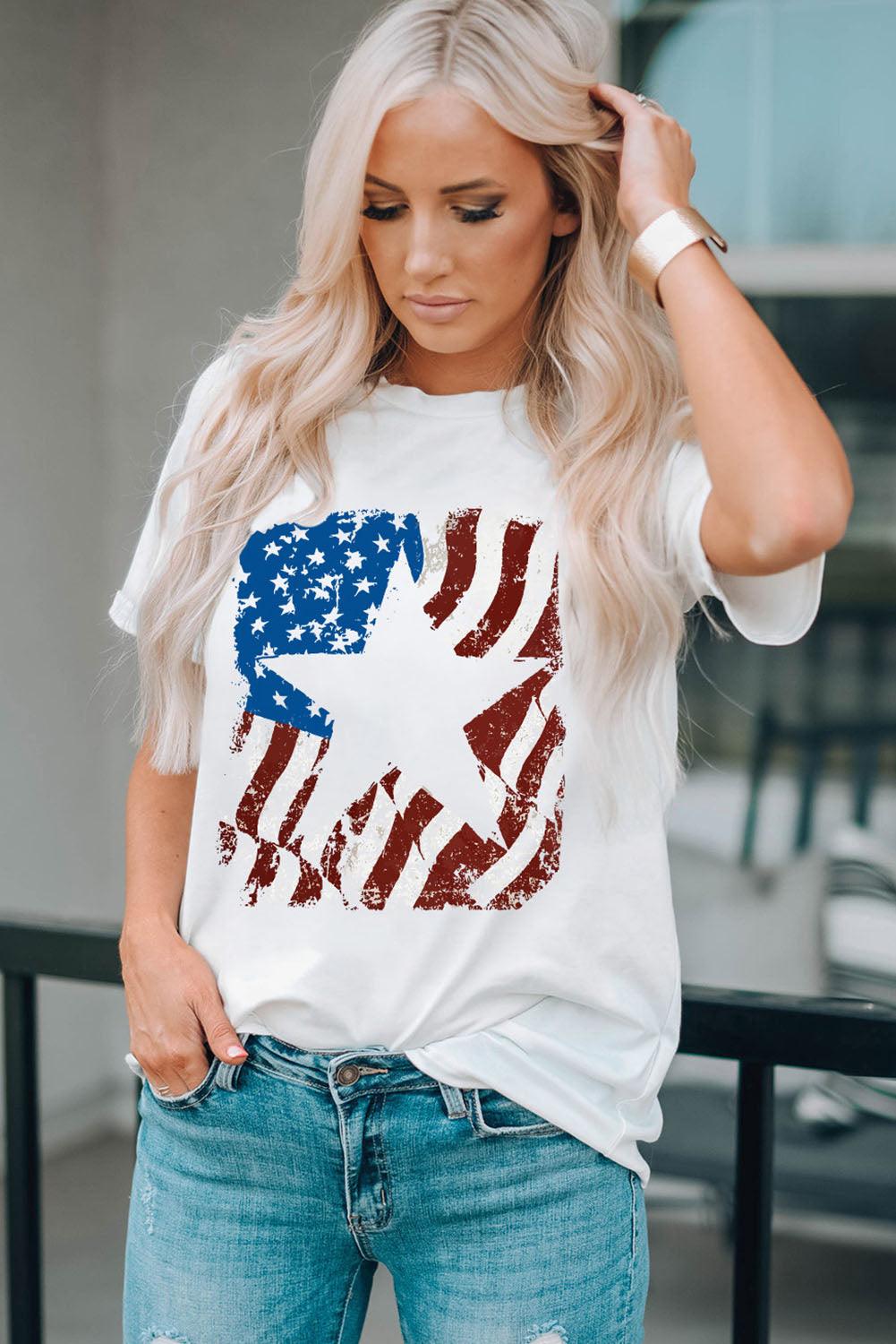 US Flag Star Graphic Tee - Olive Ave