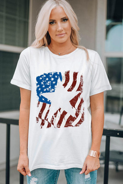 US Flag Star Graphic Tee - Olive Ave