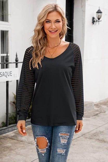 V-Neck Long Raglan Sleeve Top in 10 Colors - Olive Ave