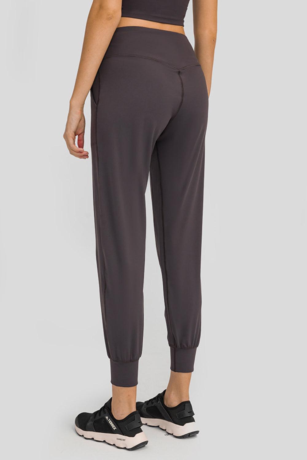Wide Waistband Tapered Yoga Pants - Olive Ave
